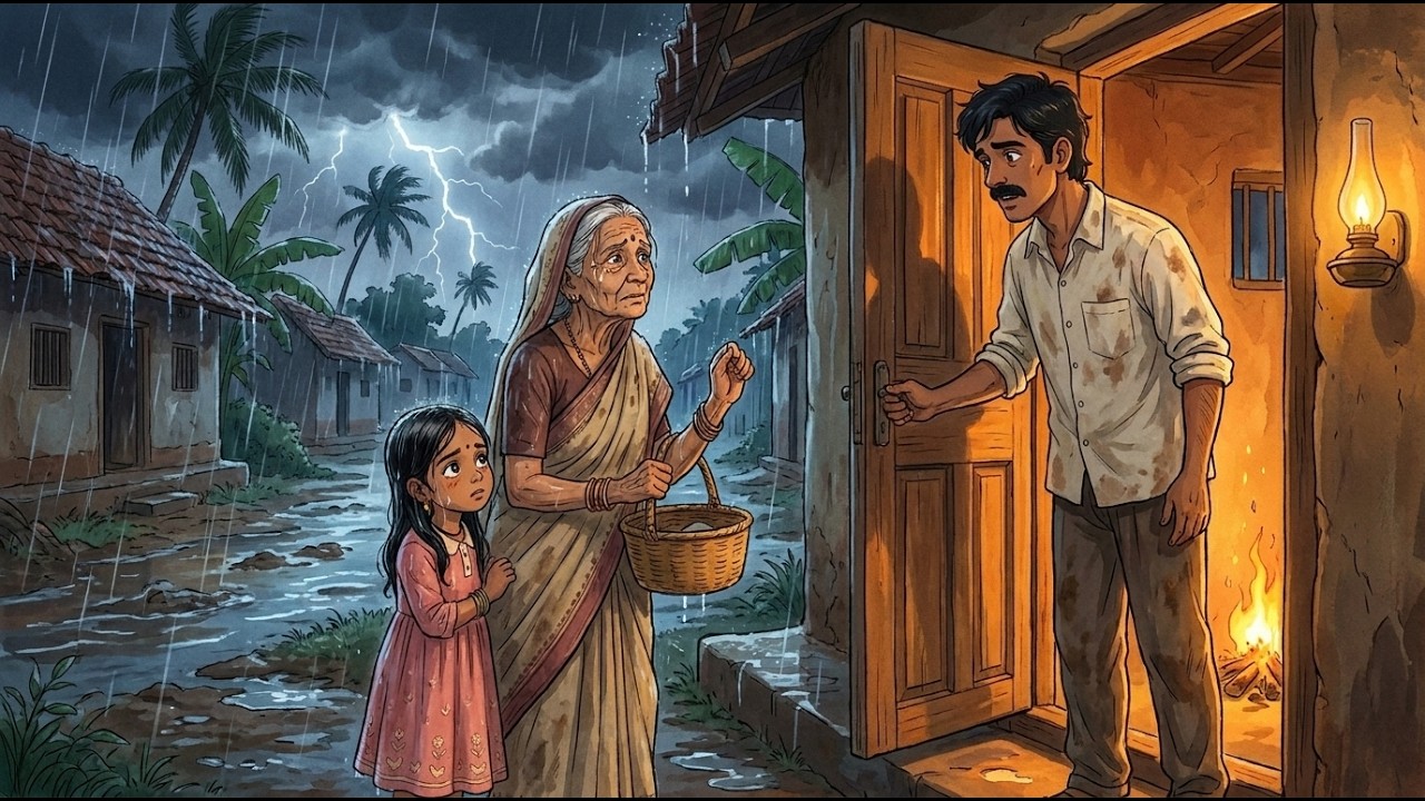 1990s Rainy Indian Village Life 🌧️ | Grandma & Little Girl Miss the Last Bus | Ghibli Style ASMR