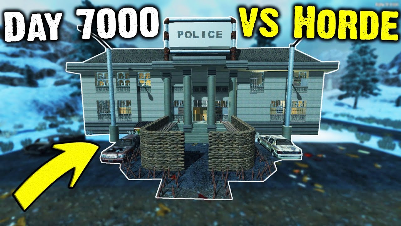 Police Station - 7 Days To Die Vs Day 7000 Horde Night - 64 Zombies