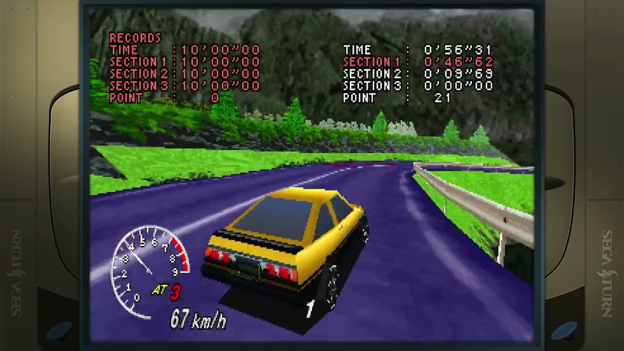 Code R Course 2: Genbu tohge - Down Hill Time Attack Sega Saturn Emulated