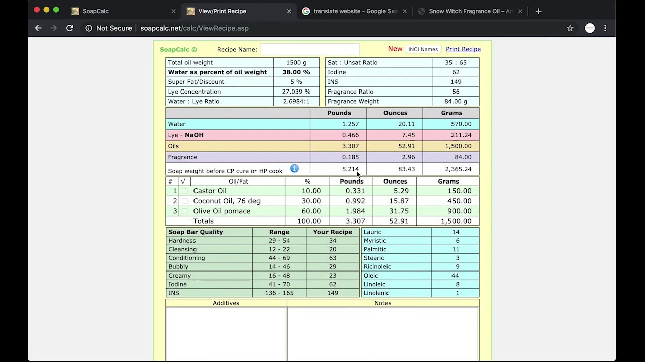 حاسبة الصابون | Soap Calculator