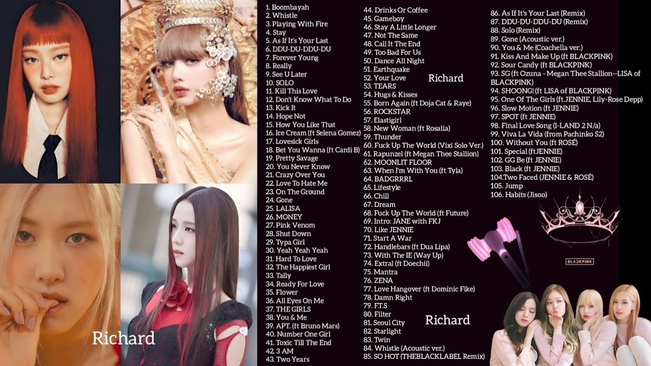 BLACKPINK 5 HOURS ALL SONGS PLAYLIST 🖤 | Group & Solo Songs | JENNIE JISOO ROSÉ LISA