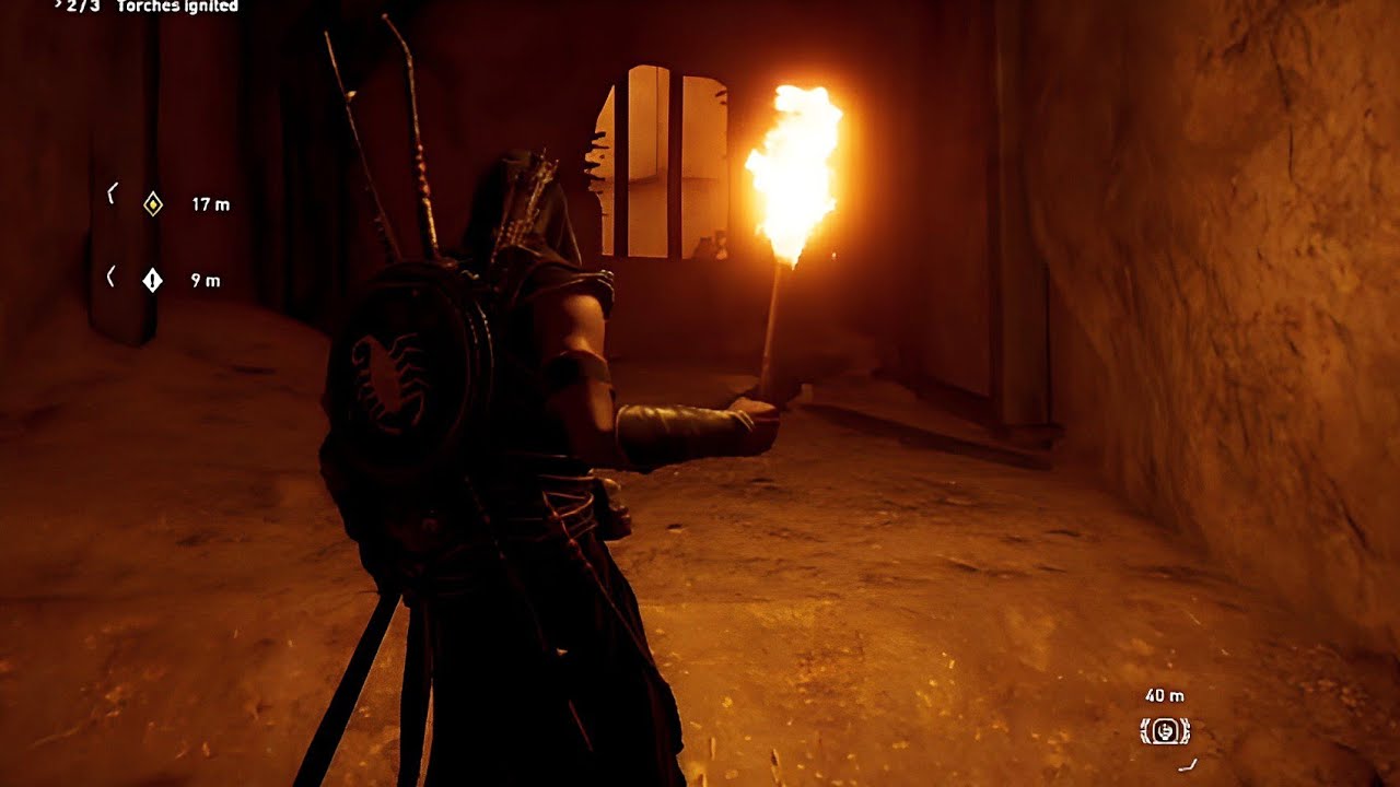 Rites of Anubis How to Ignite torch in the bent pyramid Assassin's Creed Origins