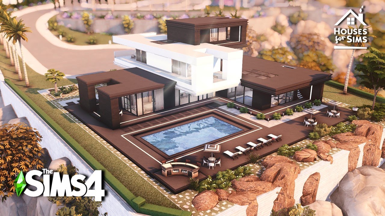 BLACK AND WHITE  VILLA  - THE SIMS 4 -  STOPMOTION - NO CC
