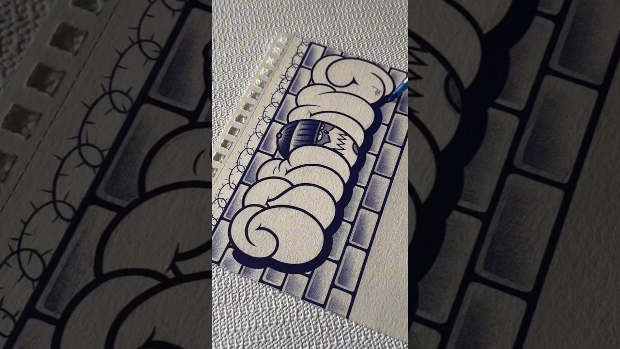 ГРАФФИТИ С СИНЕЙ РУЧКОЙ 😳 #graffitiart #graffiti #shorts