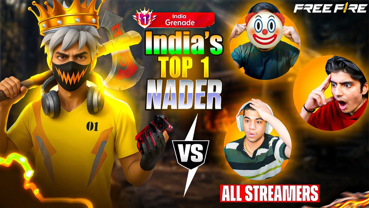 1 GreNade King VS All Streamer 🤯 Nobody Survived My Nade Attack 💀🔥 - Garena free fire Max 