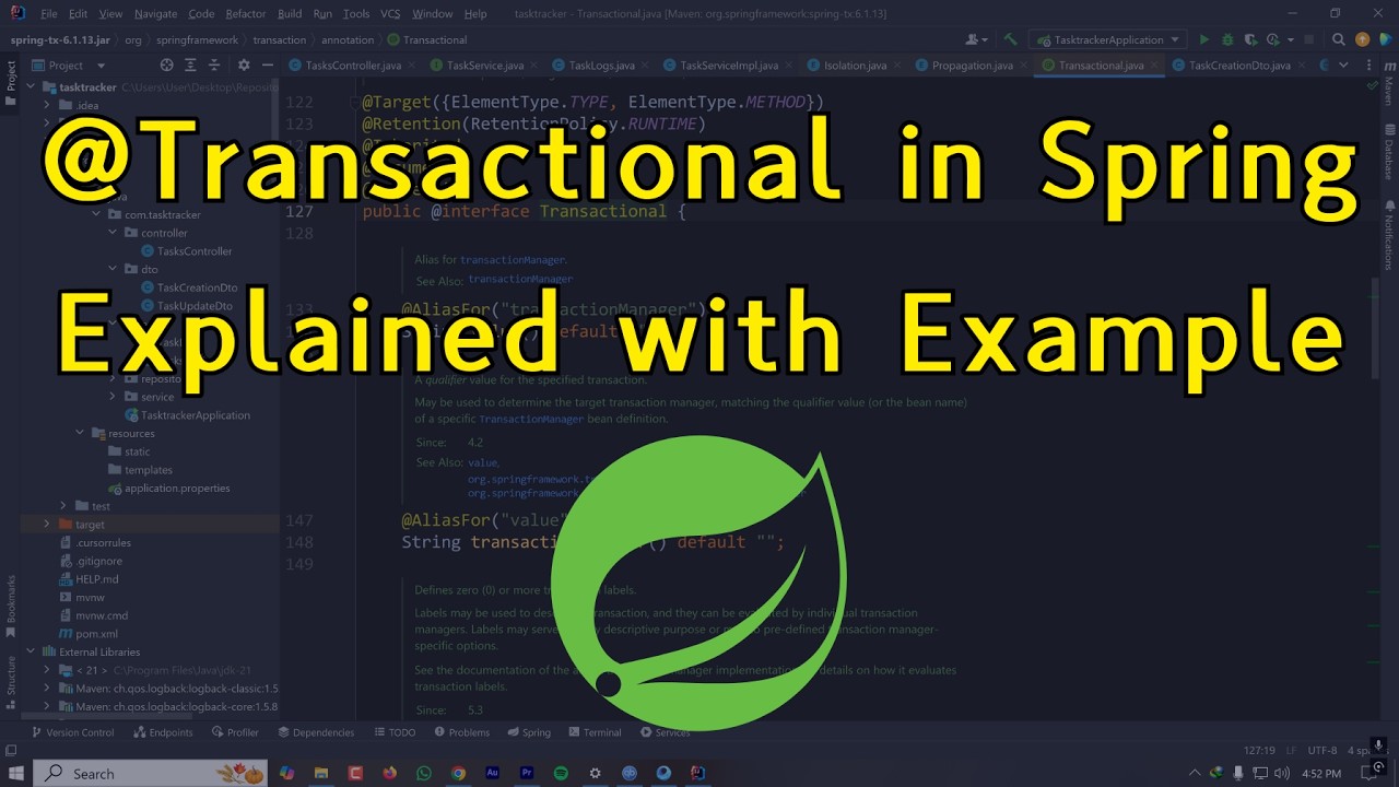 Распространение и изоляция транзакций весной @transactional