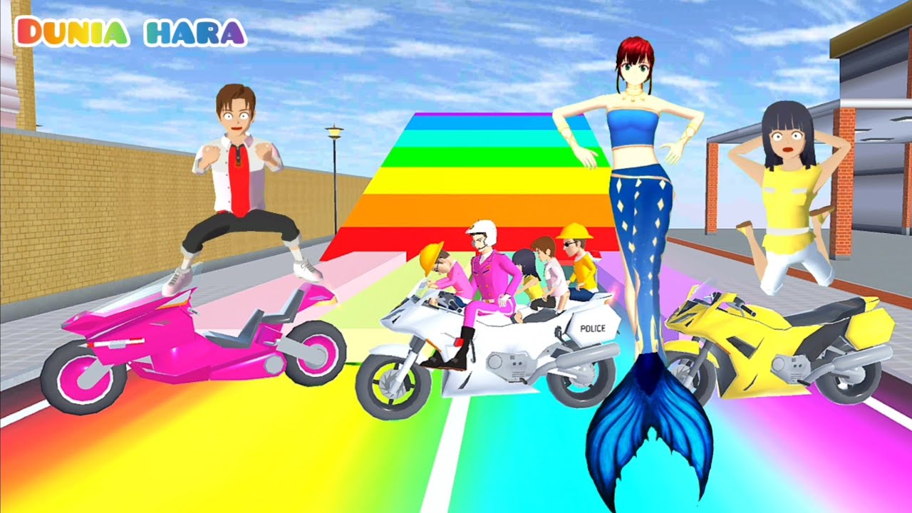 Yuta Mio Balap Motor Pelangi Rainbow 🌈 Demi Iphone Ada Mermaid Di Got Minta Tolong🧜‍♀️ Sakura School