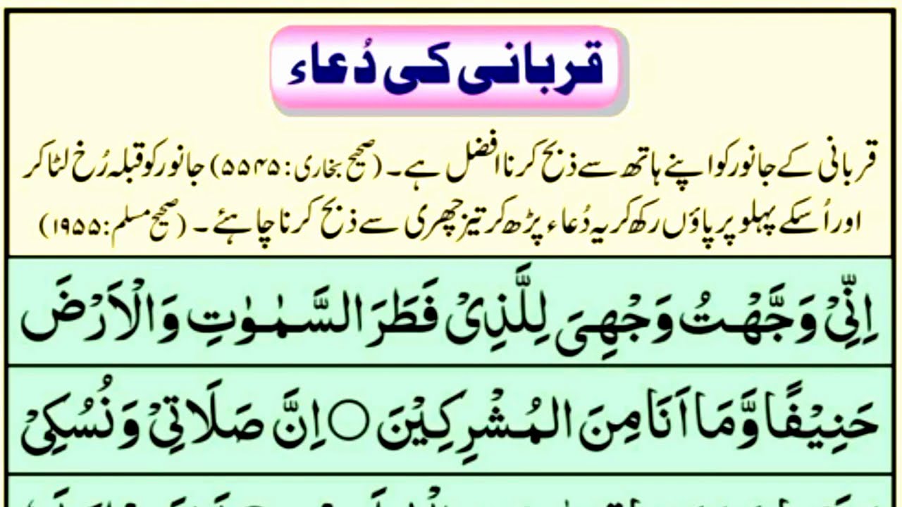 QURBANI KI DUA FULL || JANWAR ZIBAH KARNE KI DUA || QURBANI KA TARIQA