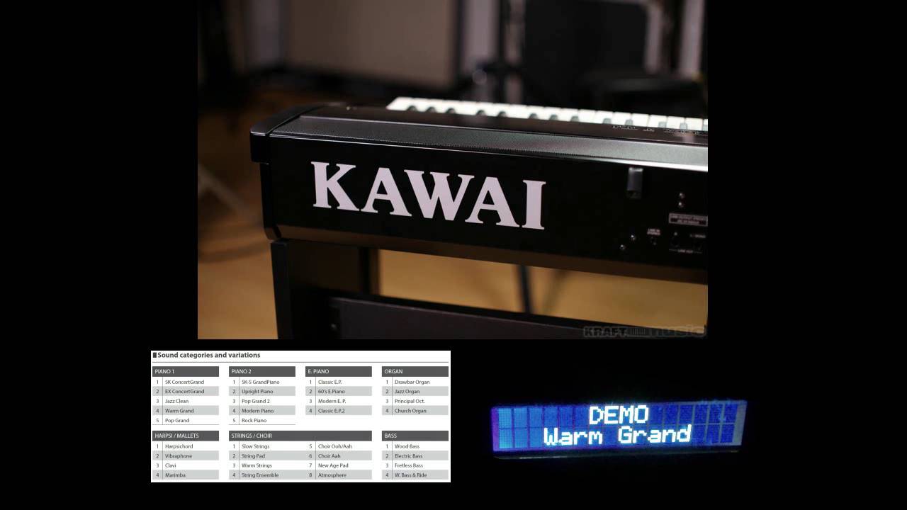 Kawai ES8 - Built in Sounds demo'd in 