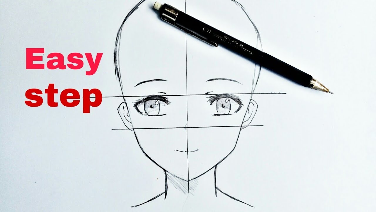 How to Draw Anime - Head and Face (Basic Anatomy Drawing)