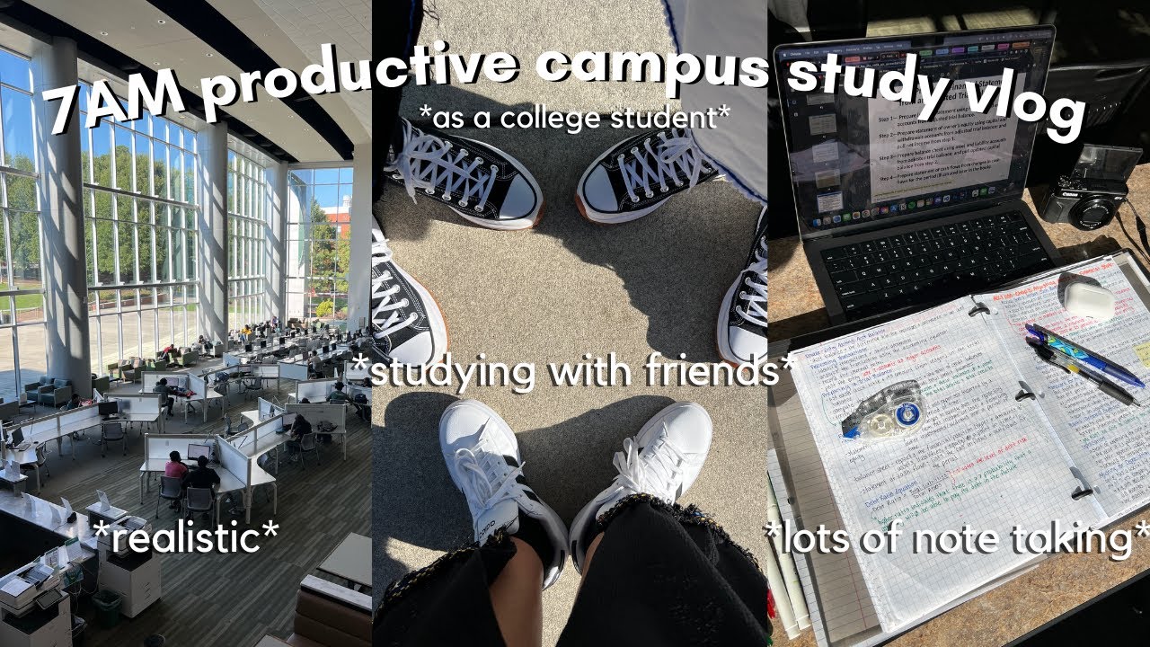 UNIVERSITY VLOG | productive campus study day (studying with friends & lots of note taking 📝)