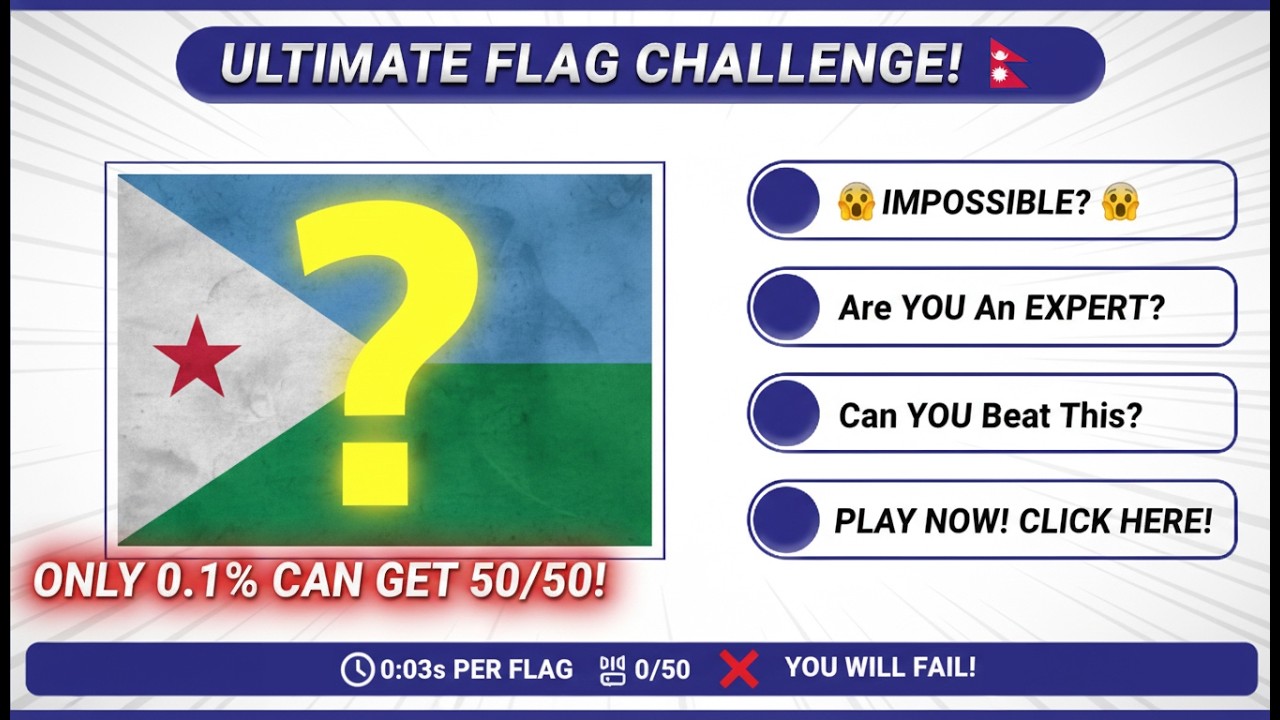 Guess The Country By The Flag Quiz 🚩 | Only 1% Can Get 50/50! Part-1/2