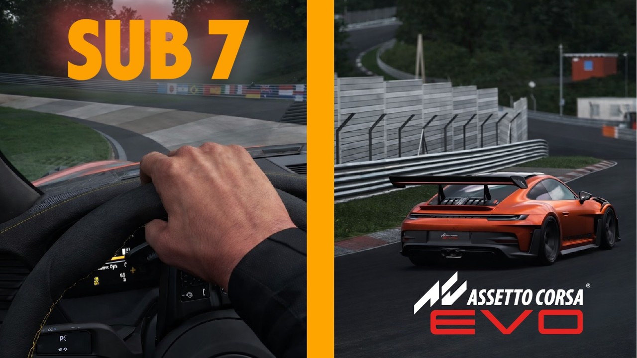 Nordschleife under 7 minutes in Porsche 911 GT3 RS in Assetto Corsa EVO (Onboard + Trackside Camera)