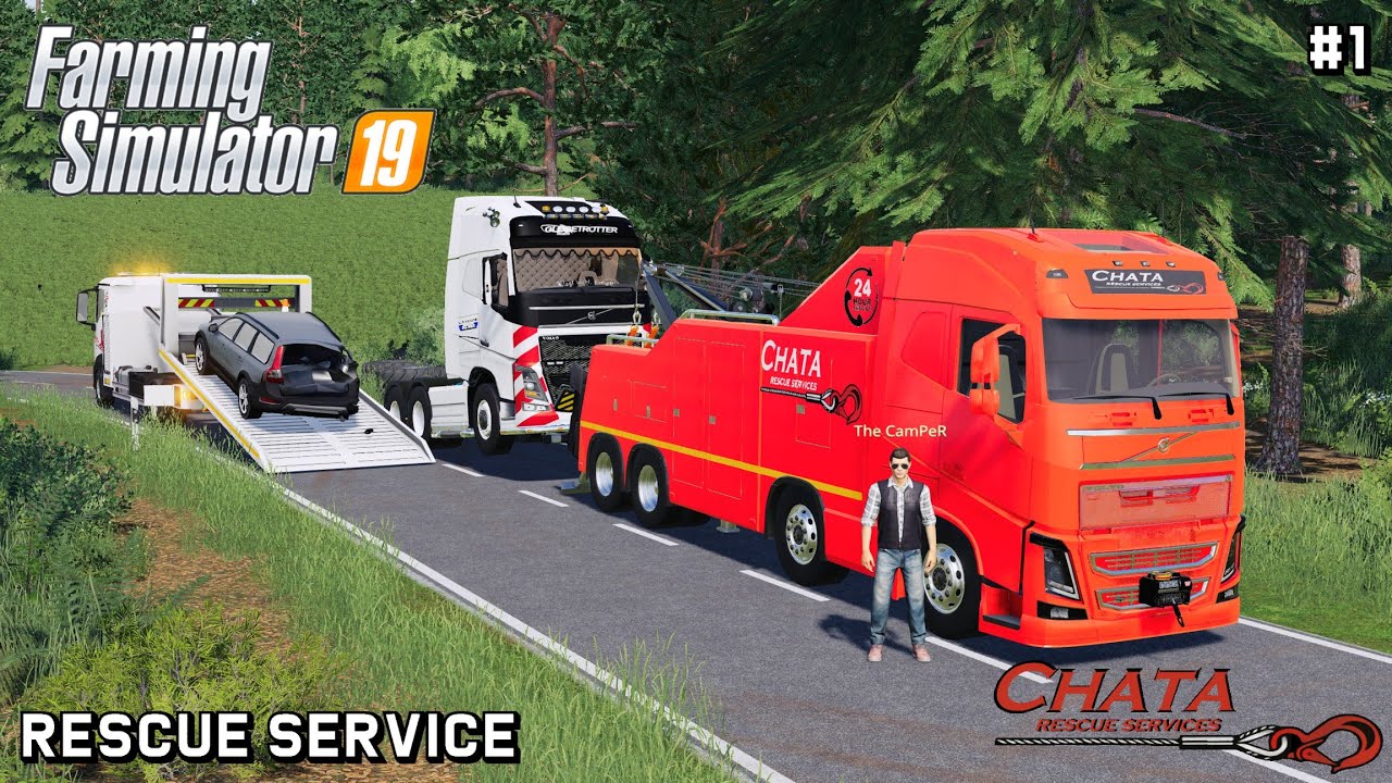Rescuing overturned VOLVO with @TheCamPeRYT  | Rescue Service | Farming Simulator 19 | Episode 1