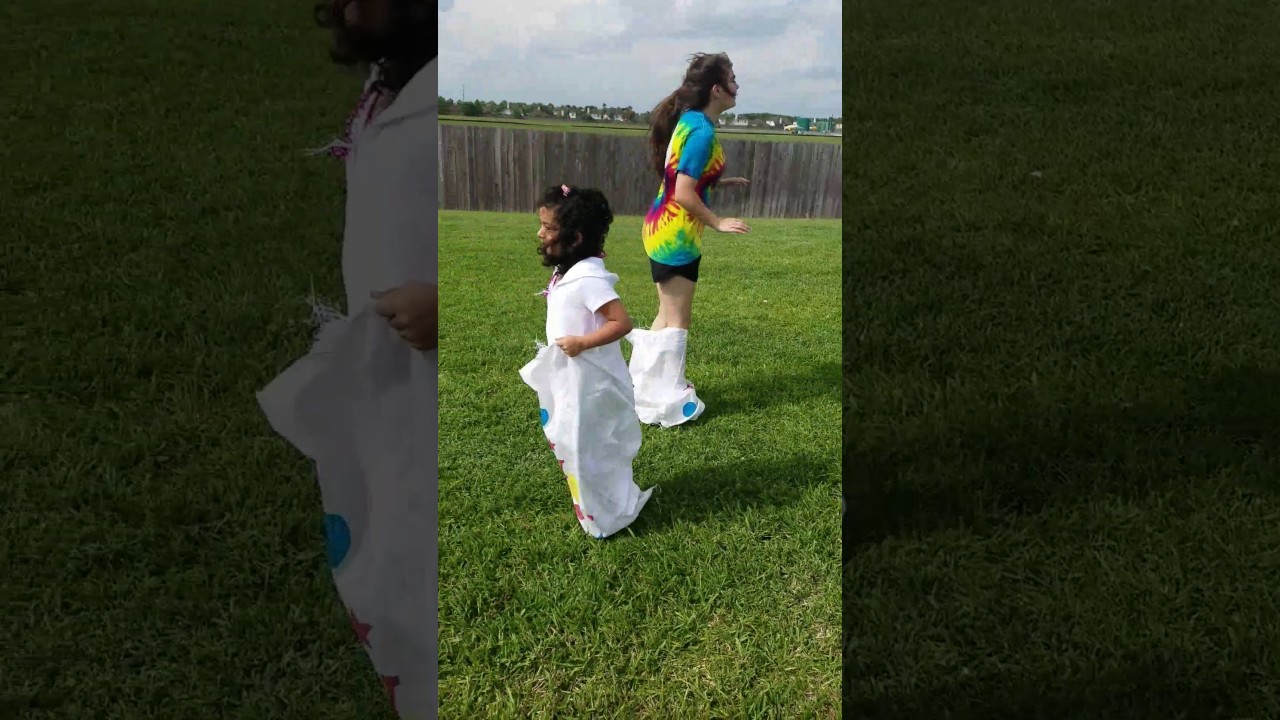 Ashlynn potato sack race on Easter