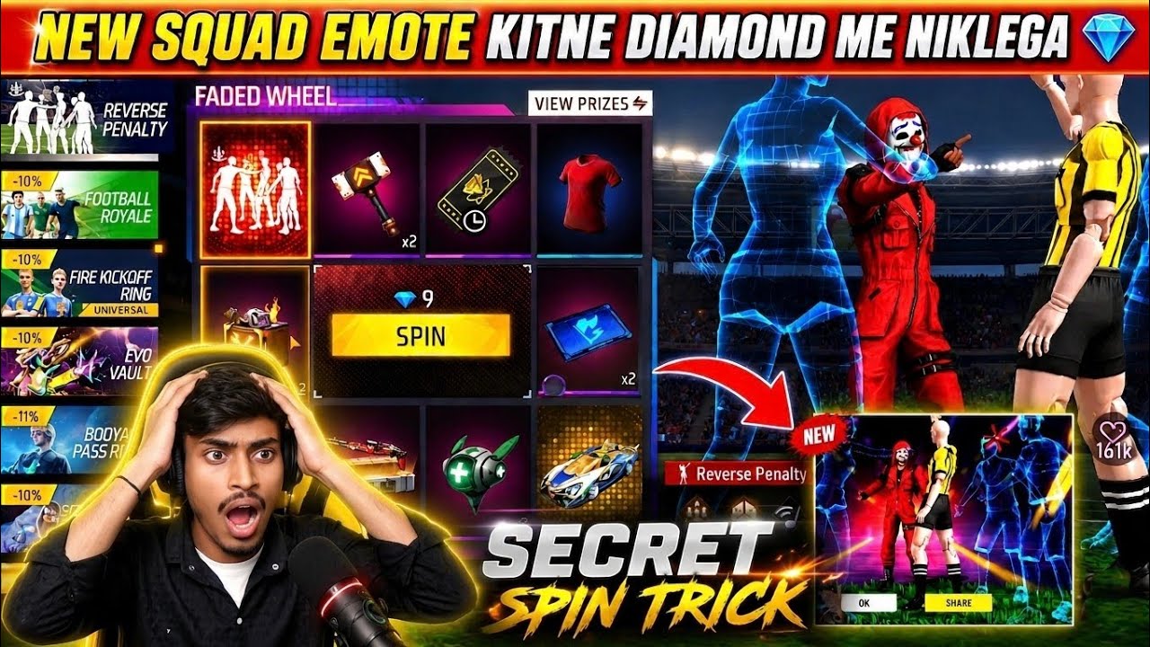 ONLY 69 DIAMOND!💎🥳 Reverse Penalty Emote One Spin Trick | New Faded Wheel Event | Ff New Event