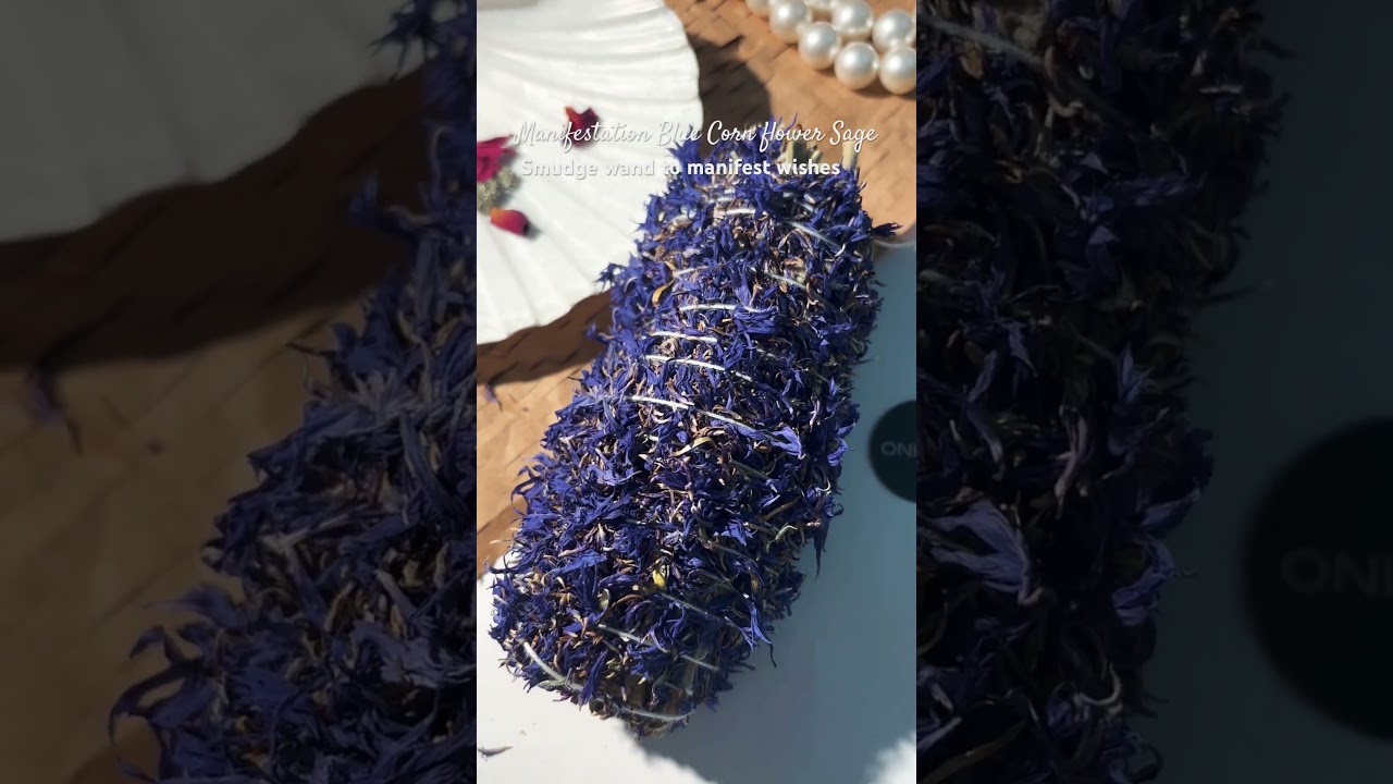 Sage bundle , Sage Sticks ,Manifestation Blue corn flowers sage smudge wand ONKAR. 