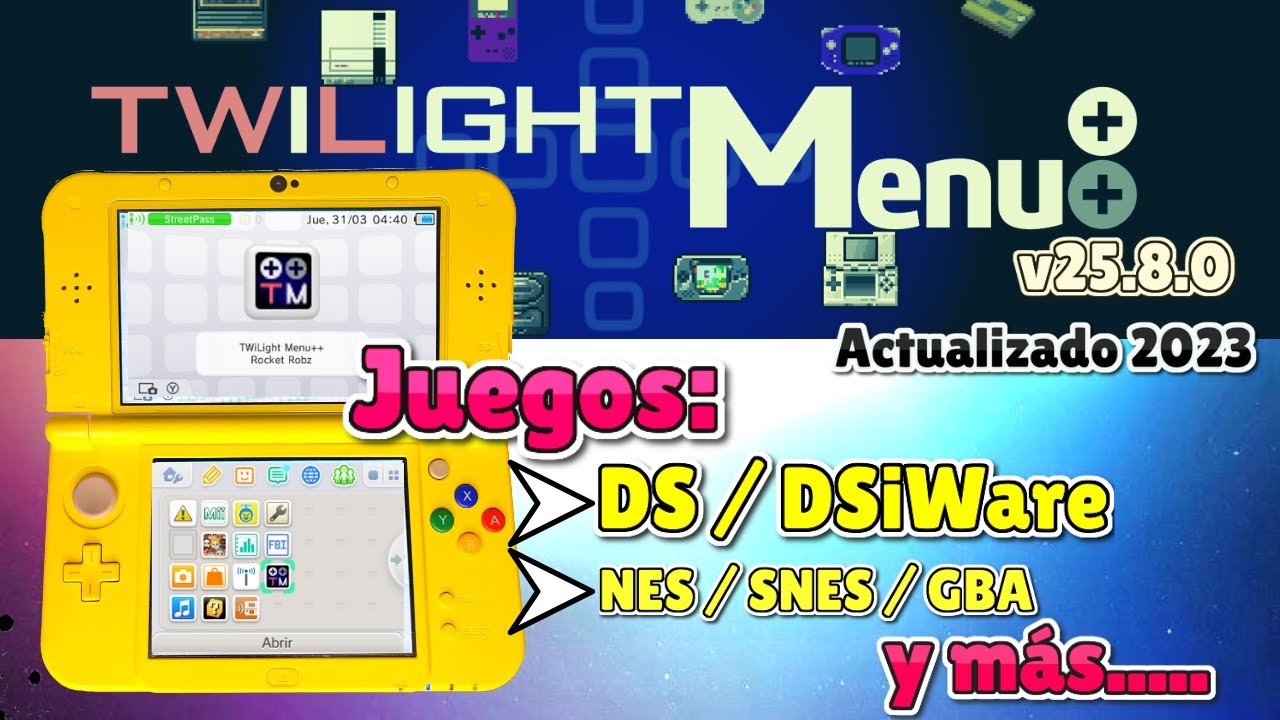 Instalar TWiLight Menu++ en 3DS/2DS Actualizado 2023  - Juegos DS/DSiWare/nes/snes/gb/gbc/gba y más!