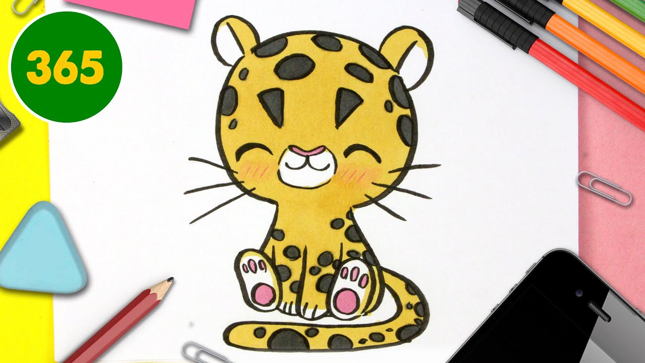 COME DISEGNARE LEOPARDO KAWAII - Come disegnare animali