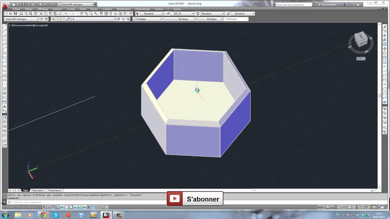 Tutoriel Autocad3D | Chanfrein - Extruder les faces, etc |