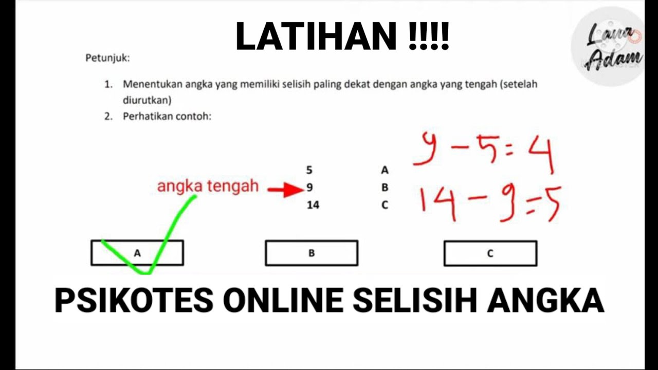 Latihan Psikotes Online Pertamina Telkom BUMN Sub Tes Selisih Angka