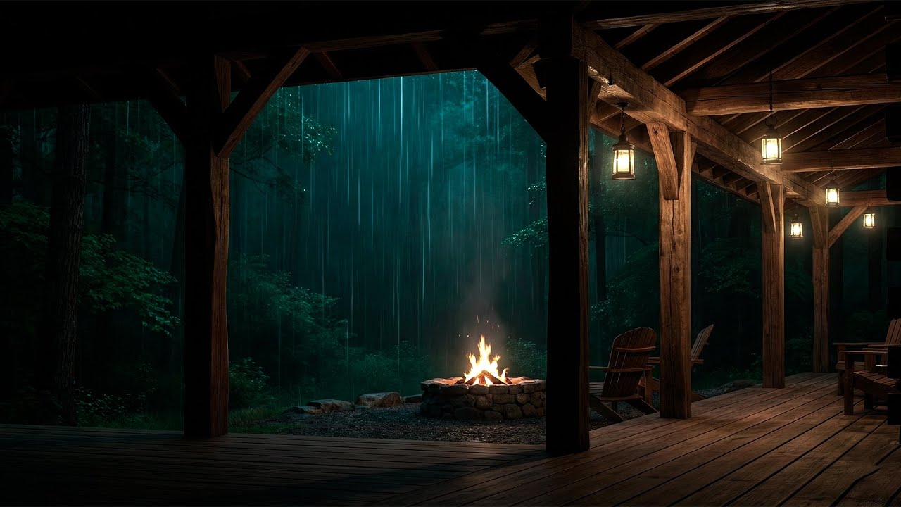 Rainy Night in a Vineyard: Rolling Thunder and Soft Rain