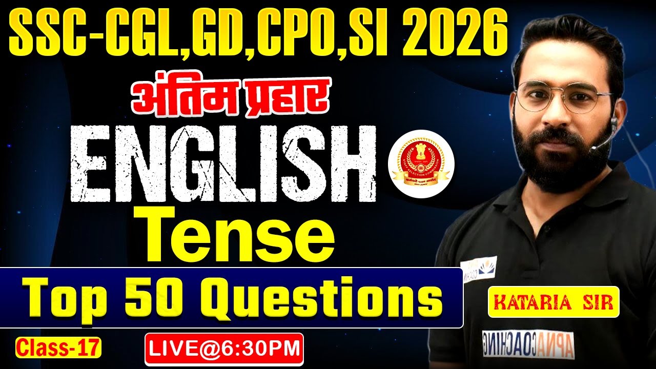 English Grammar | Tense Top 50 Questions | English Tense Concept | SSC-GD,CGL,CHSL,CPO,SI