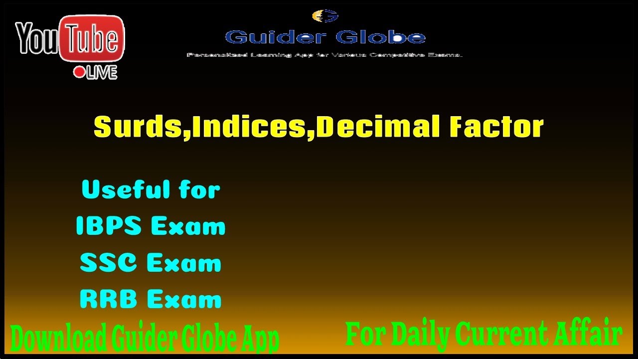 Surds, Indices, Decimal Factor | Guider Globe | Tnpsc Preparation