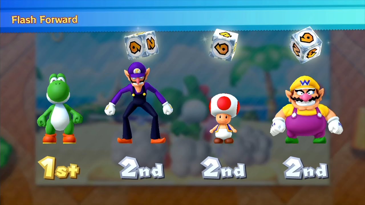 Mario Party 10 Mushroom Park - Yoshi vs Wario vs Toad vs Waluigi