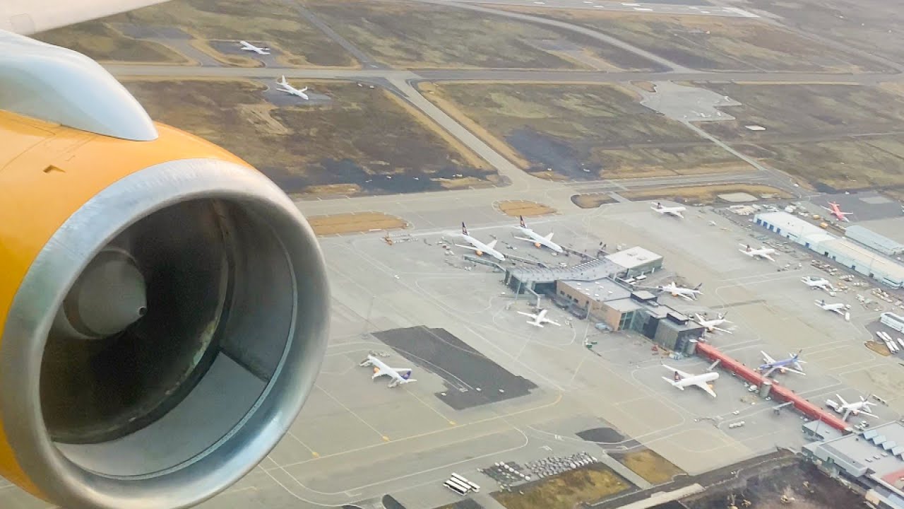 Iceland Air 757-200 (Hekla Aurora) Takeoff Keflavik International airport KEF