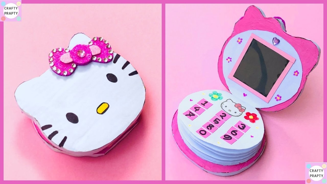 DIY Hello Kitty Phone Notepad/ How to make paper Folding Phone - School Supplies /Stationery