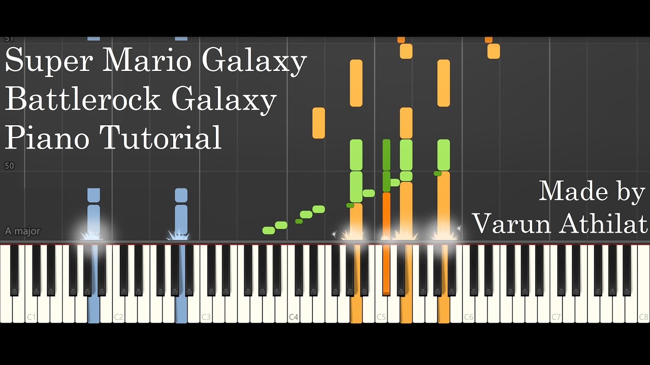 Super Mario Galaxy - Battlerock Galaxy (バトルロック) (Synthesia Piano Tutorial) (Varun Athilat)