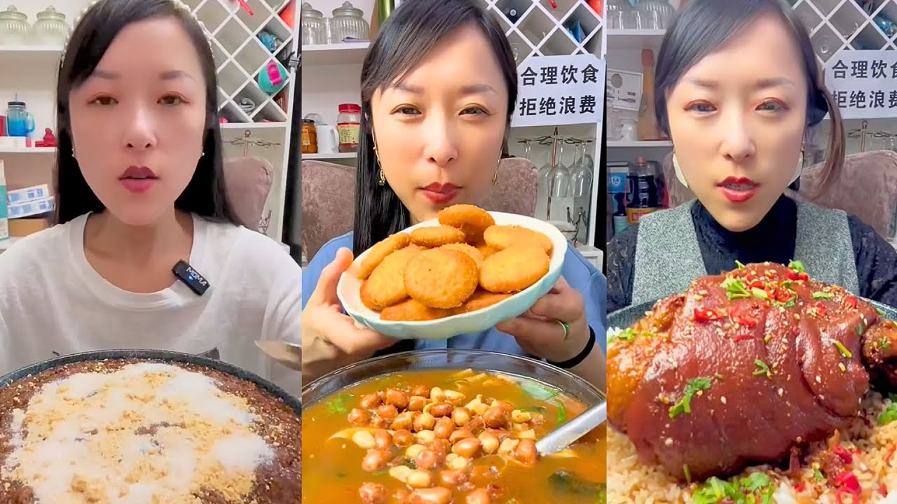 Peanut Soup with Fried Biscuits and Braised Pork Knuckle Mukbang
