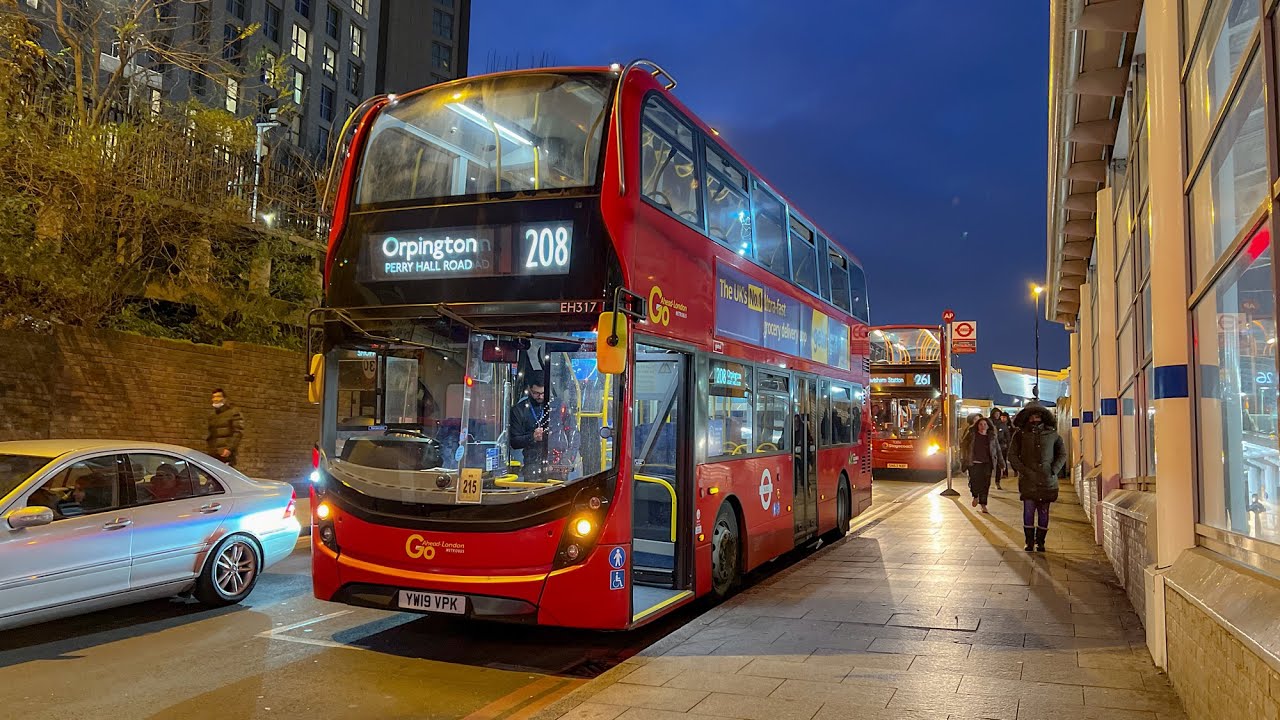 London's Buses after dark in Lewisham 26th January 2022
