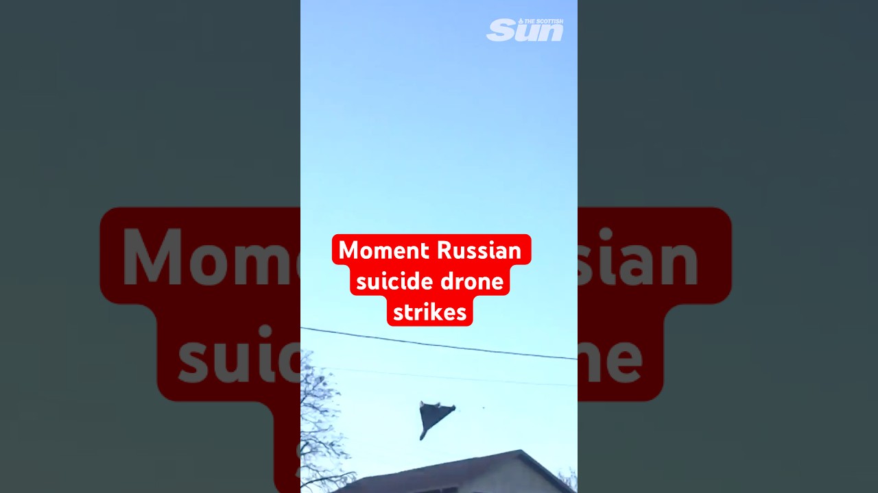 Moment Russian suicide drone takes out Ukraine building