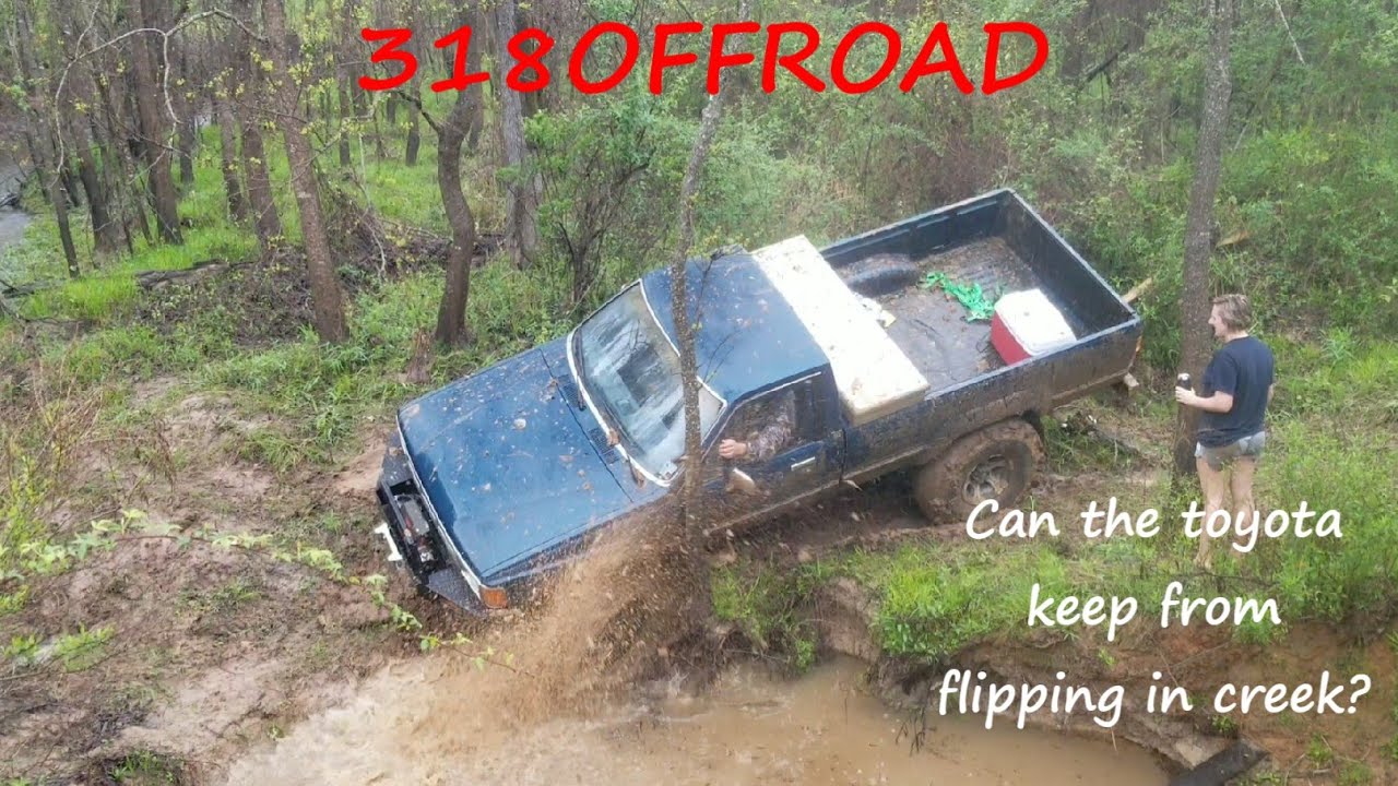 Toyota Tries crossing a creek! Can it make it without flipping?