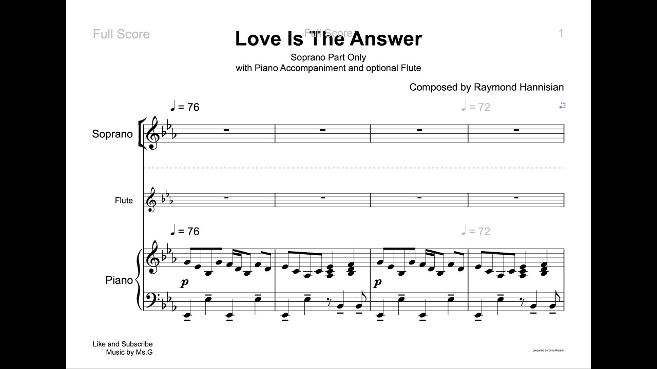 Love Is The Answer SATB (Guide for Sopranos)