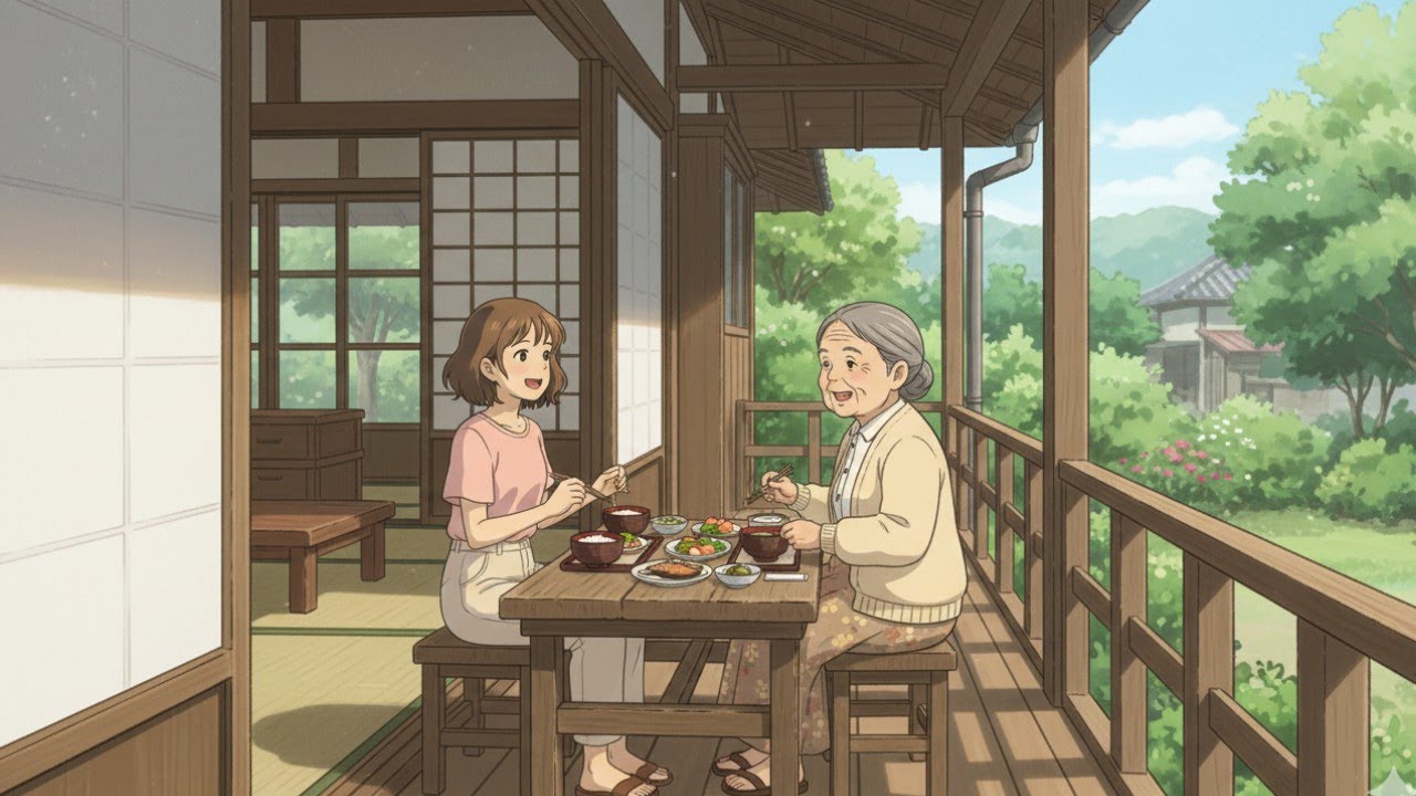 Animated Rural Life | A Peaceful Kitchen Moment with Grandma | Anime Village Life