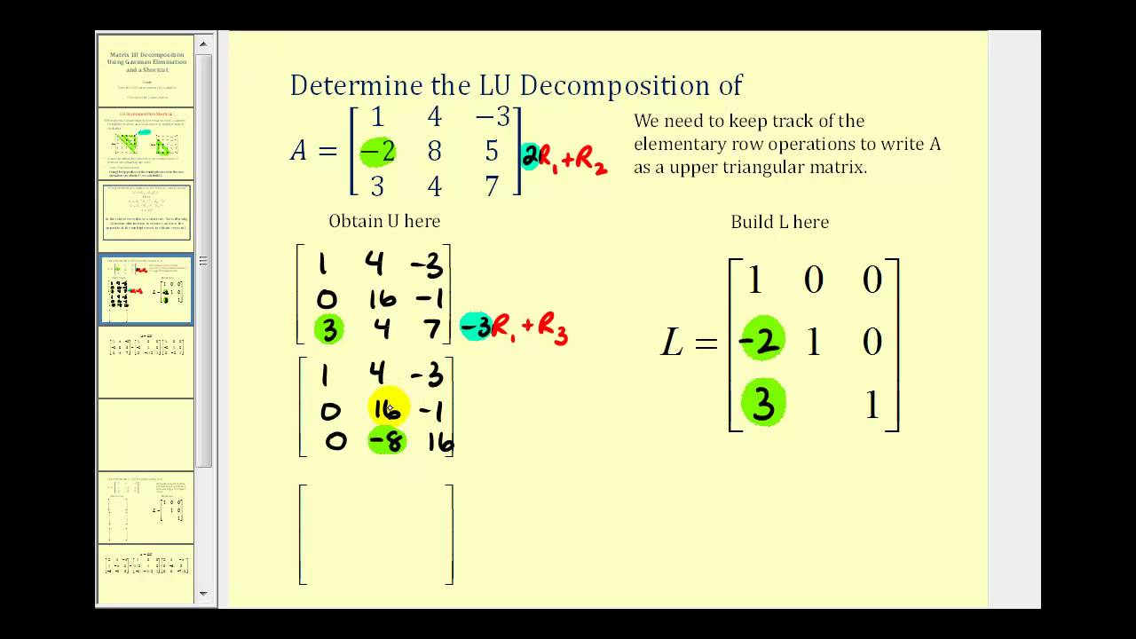 LU Decomposition - Shortcut Method