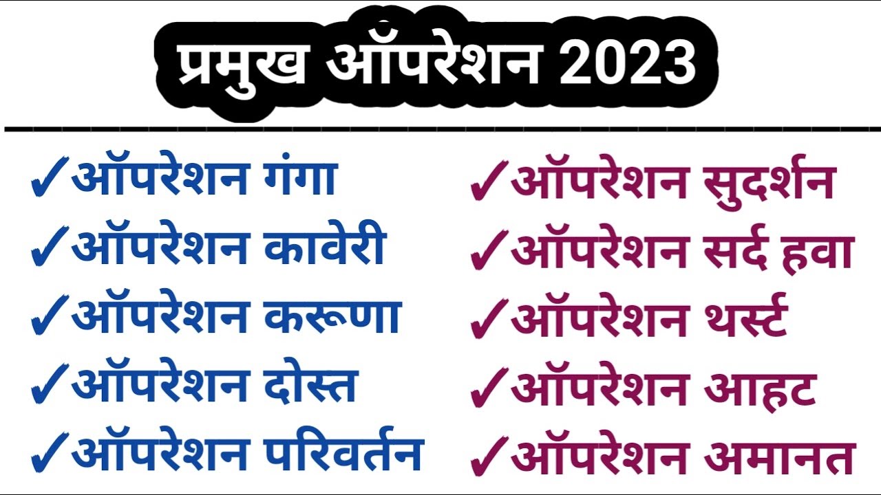 प्रमुख ऑपरेशन | Current Affairs With GK | चालू घडामोडी 2023  | By Akash Sir |