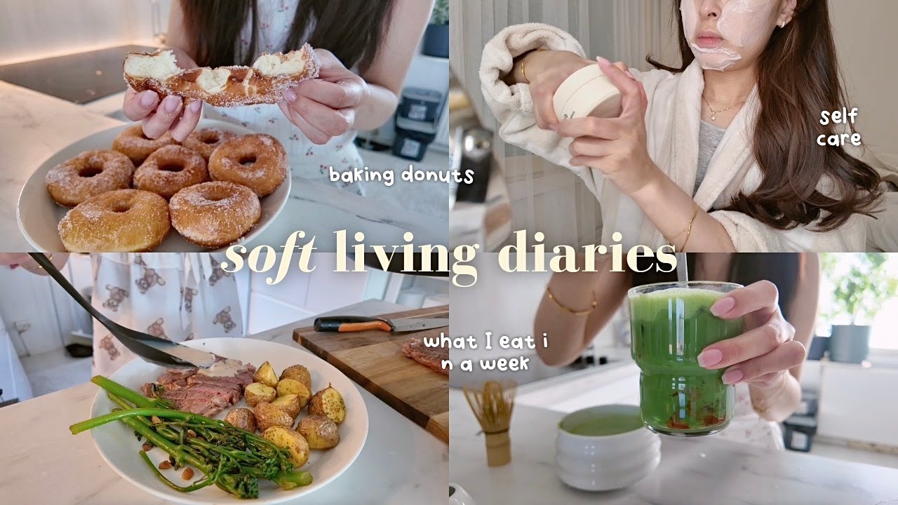 What I ate this week & baking donuts 🍩 matcha mornings, selfcare, home cooking, cozy spring vlog