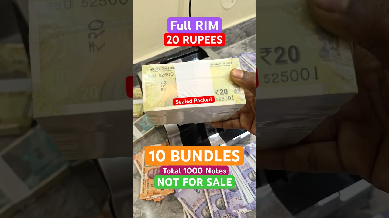 20 RUPEE SEALED PACKED RIM Total 1000 Notes Serial Wise Bundles FRESH New Notes