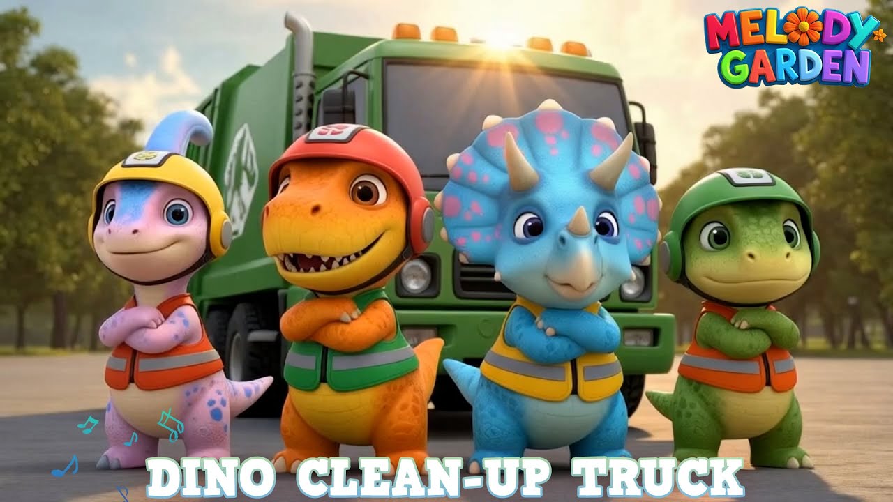 Dino Clean Up Truck - Nursery Rhymes & Kids Songs - Melody Garden