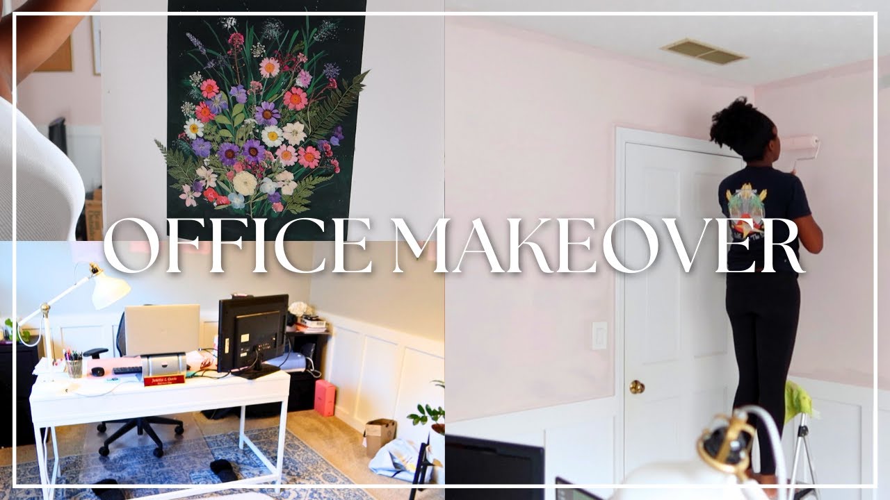 AFFORDABLE HOME OFFICE MAKEOVER | DIY Pressed Floral Art, New Paint, & Room Reorganization