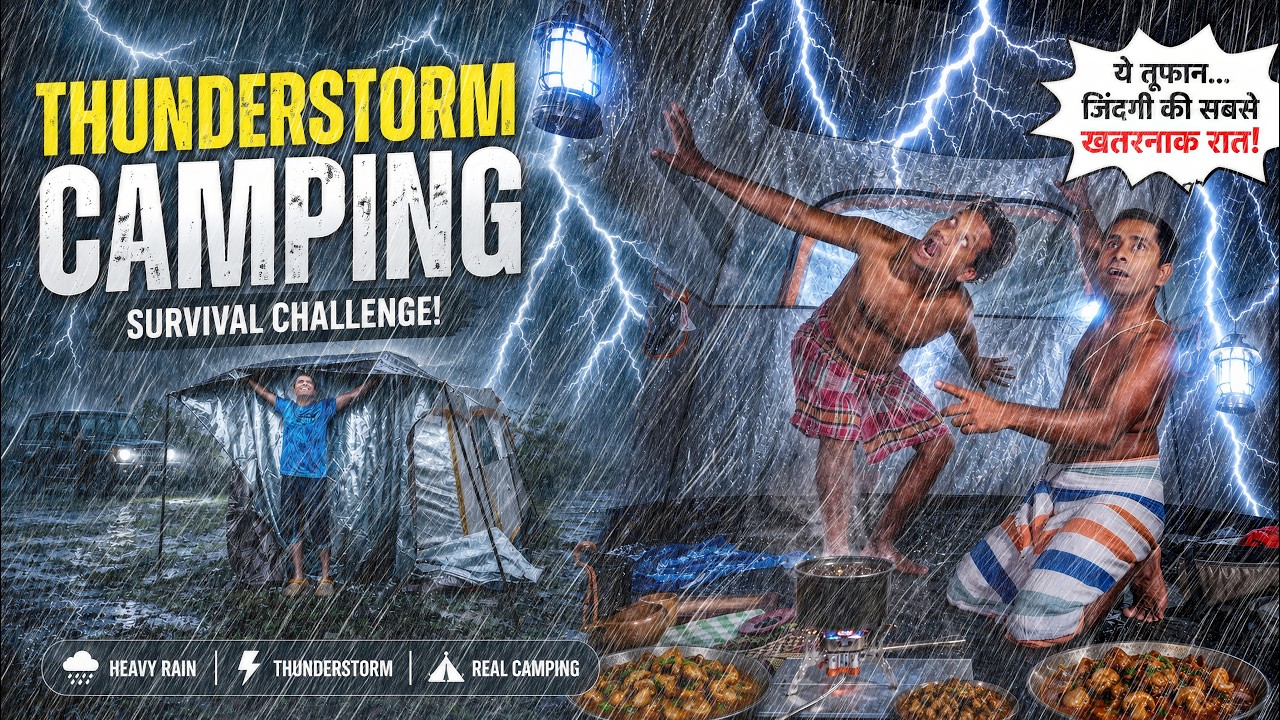 ⛈️ Thunderstorm Camping in Heavy Rain | Long Rainy Weather Camping | Camping Video