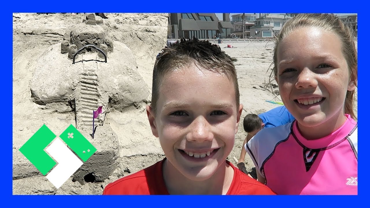 KIDS BUILD EPIC SAND CASTLE (Day 1538) | Clintus.tv