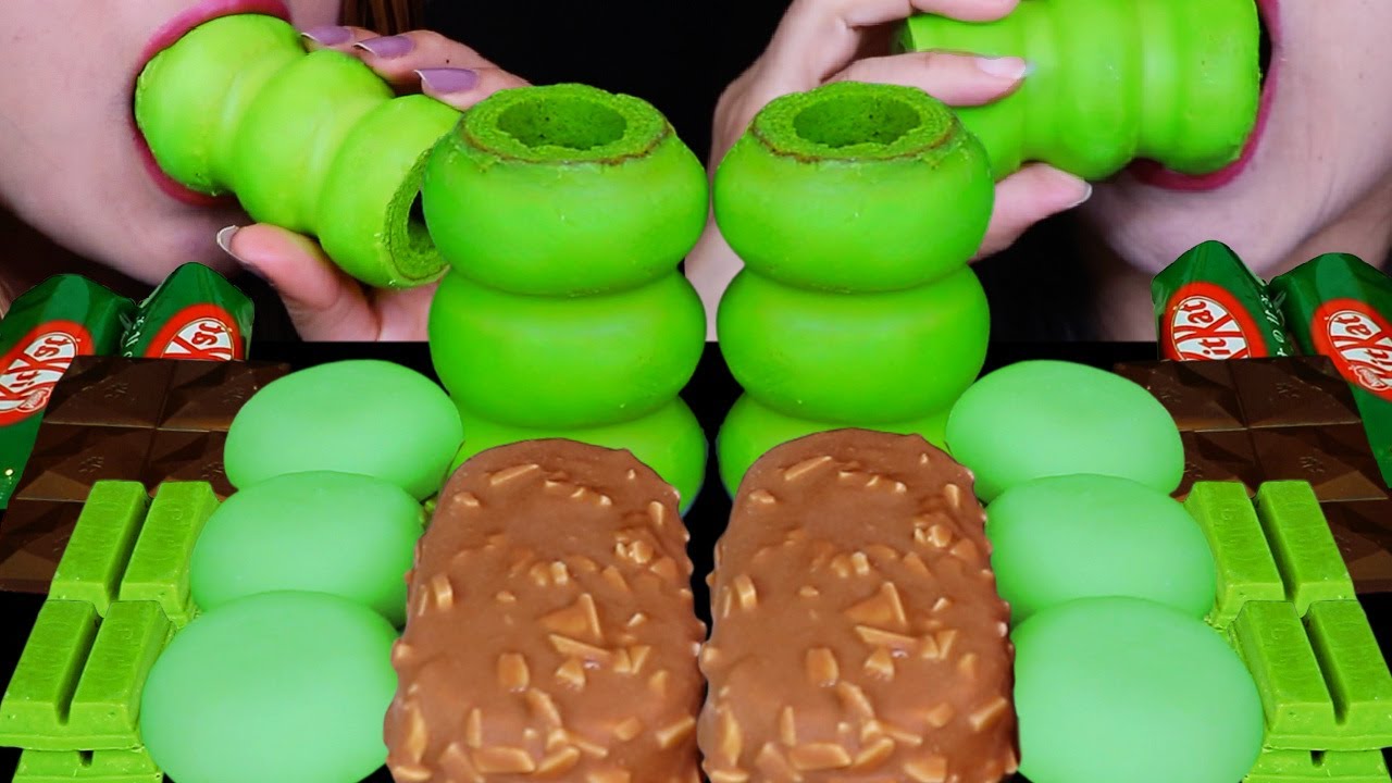 ASMR GREEN TEA MOCHI ICE CREAM, MATCHA KITKATS, BUBBLY BAUM CAKE, GIANT CHOCOLATE ICE CREAM BARS 먹방