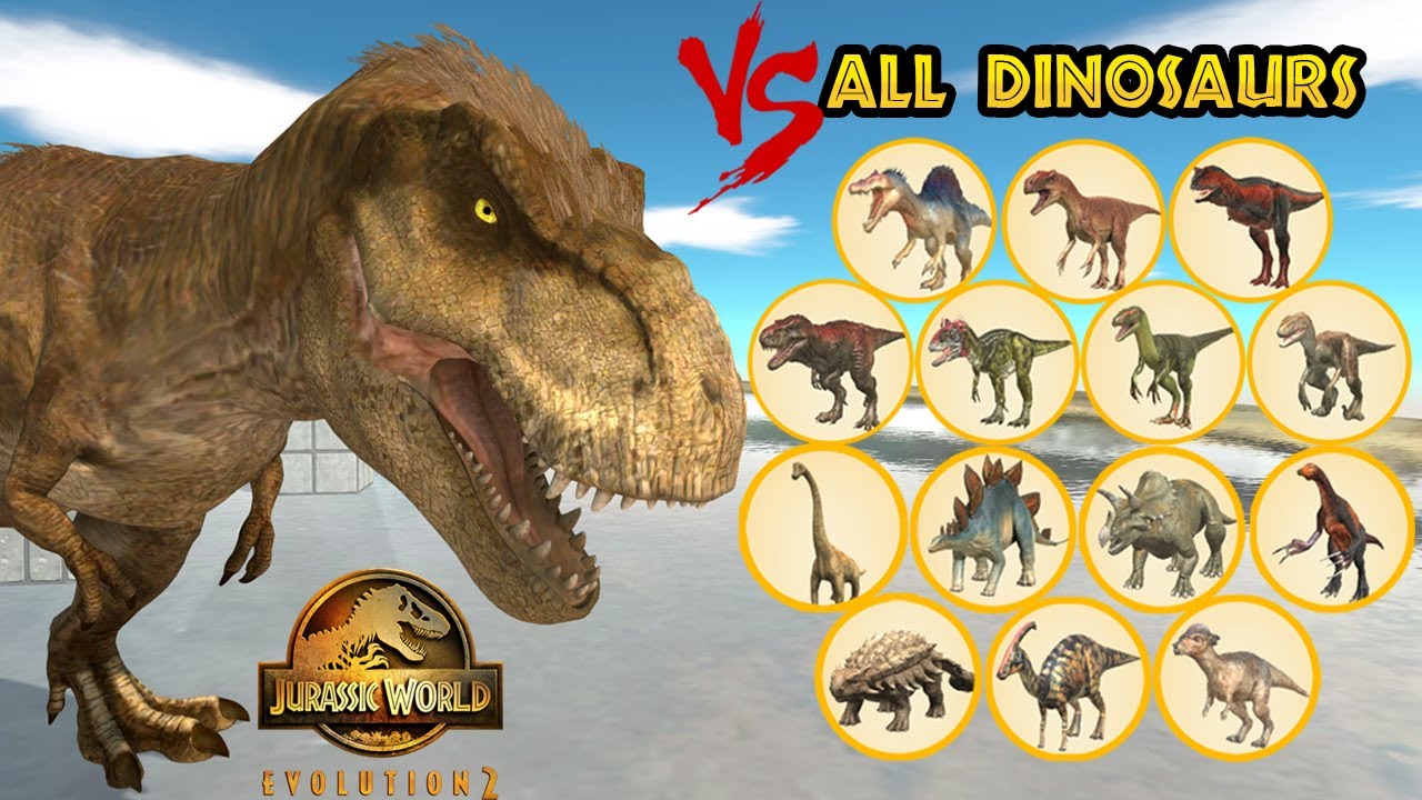 PROLOGUE Trex  vs All Units Dinosaurs (1 vs 1) with HP Bar