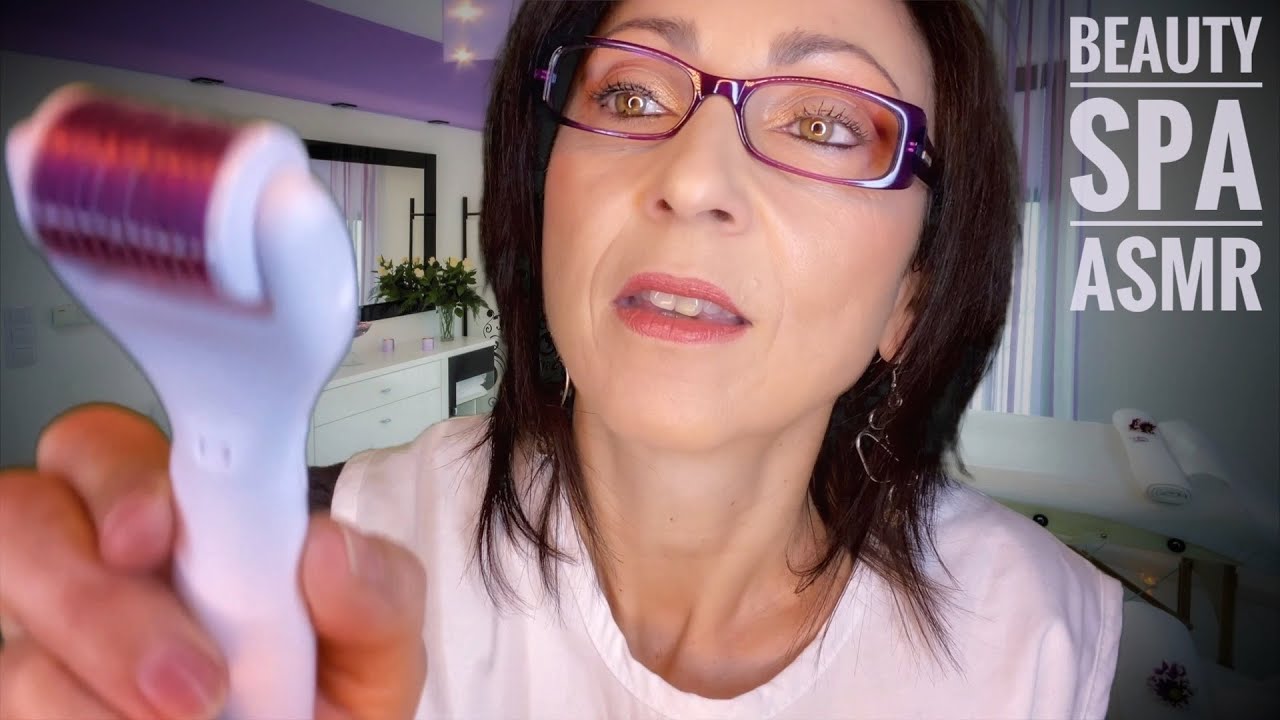 РАССЛАБЛЯЮЩАЯ УХОД ЗА ЛИЦОМ с DERMAROLLER 💆🏻‍♀️ Beauty Spa ASMR Косметолог ROLEPLAY Realistic