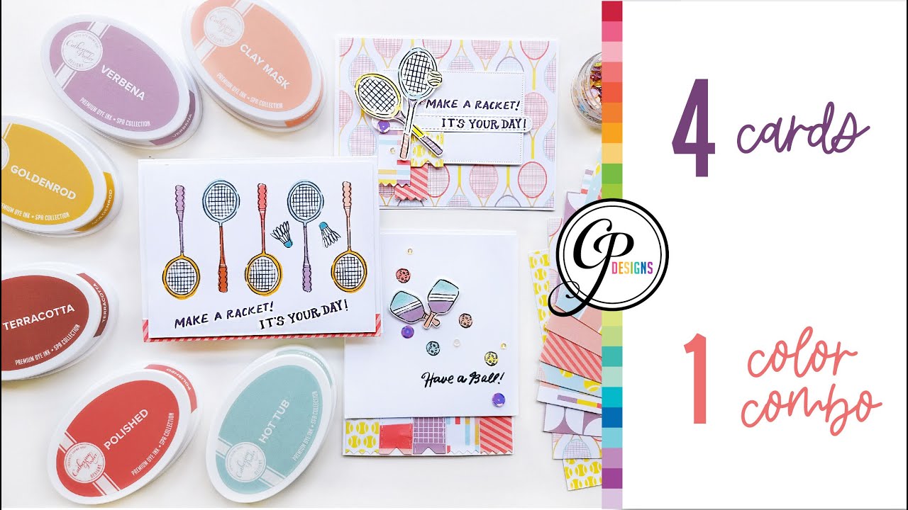 Card Making with Tennis & Pickleball Stamps | Using One Ink Color Combo!